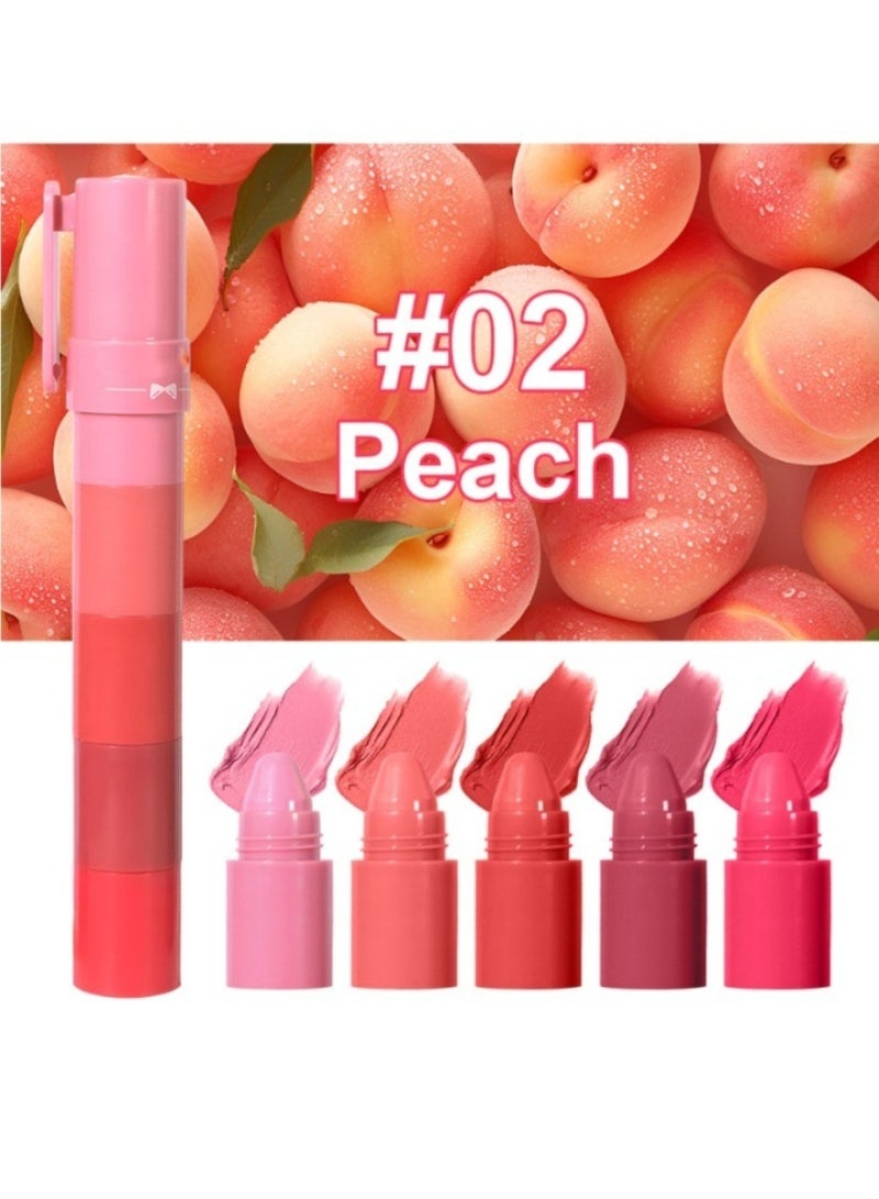 Huitich Fruit Five-Flavor Velvet Matte Lipstick 5-in-1 Set – Long-Lasting Smudge-Proof (Shade 02) - Image 3